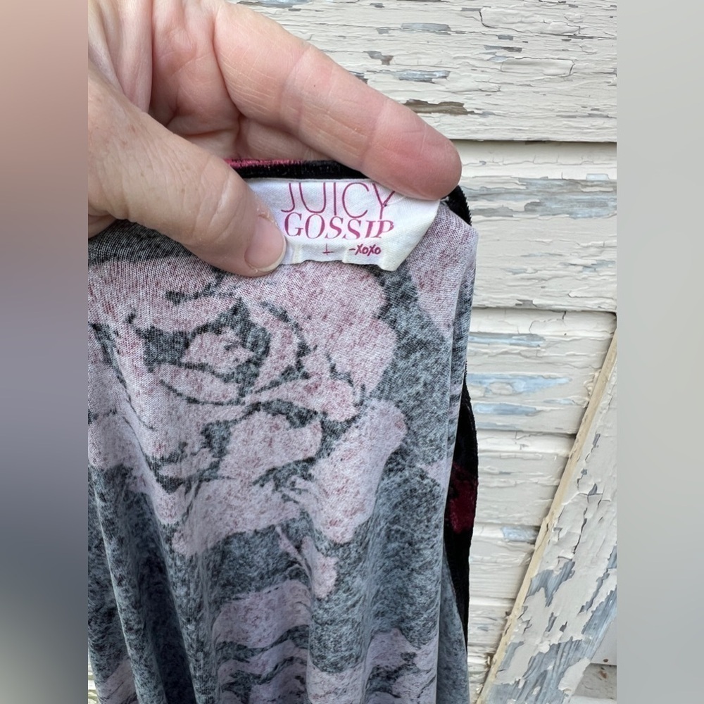 Vintage Juicy Gossip Velvet Roses Fairy Goth Dark Romantic 90s Kimono Cardigan L - Picture 5 of 6